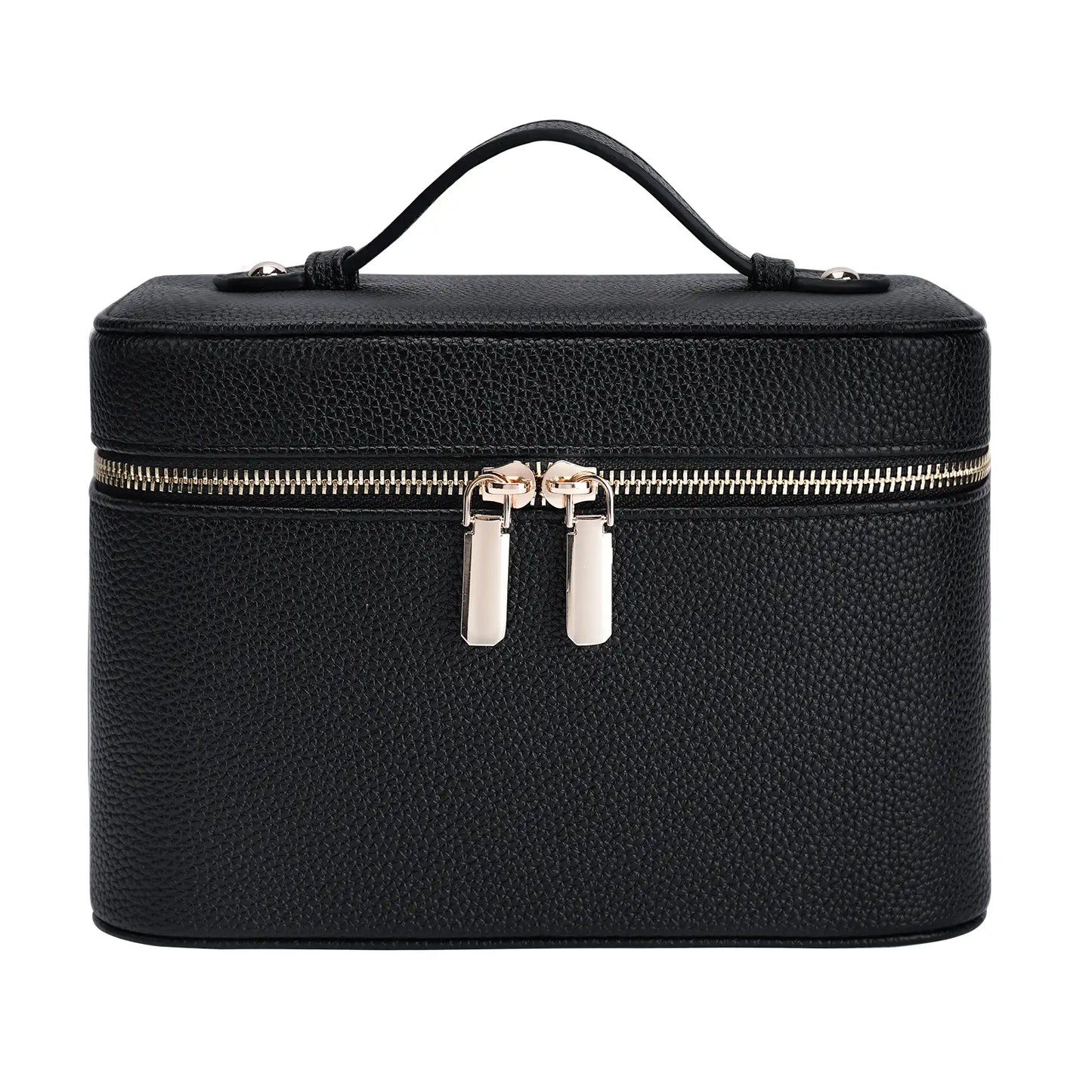 HONITTY Women'S Leather Makeup Case - Large Capacity Waterproof Wipe-Clean Zip Bag with Removable Divider, Portable Travel Toiletry Organizer for Makeup Products, Grab-And-Go Functional Bag