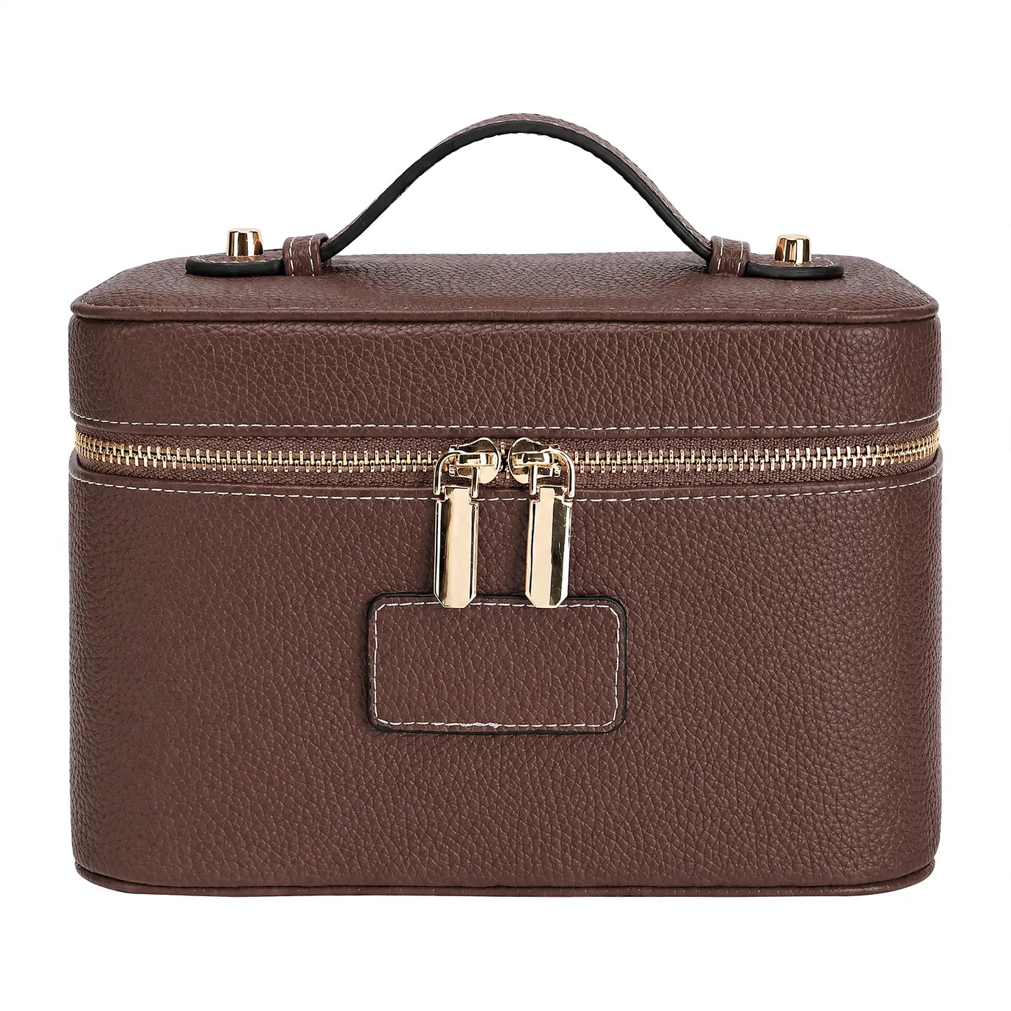 HONITTY Women'S Leather Makeup Case - Large Capacity Waterproof Wipe-Clean Zip Bag with Removable Divider, Portable Travel Toiletry Organizer for Makeup Products, Grab-And-Go Functional Bag