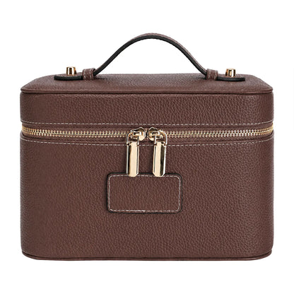 HONITTY Women'S Leather Makeup Case - Large Capacity Waterproof Wipe-Clean Zip Bag with Removable Divider, Portable Travel Toiletry Organizer for Makeup Products, Grab-And-Go Functional Bag