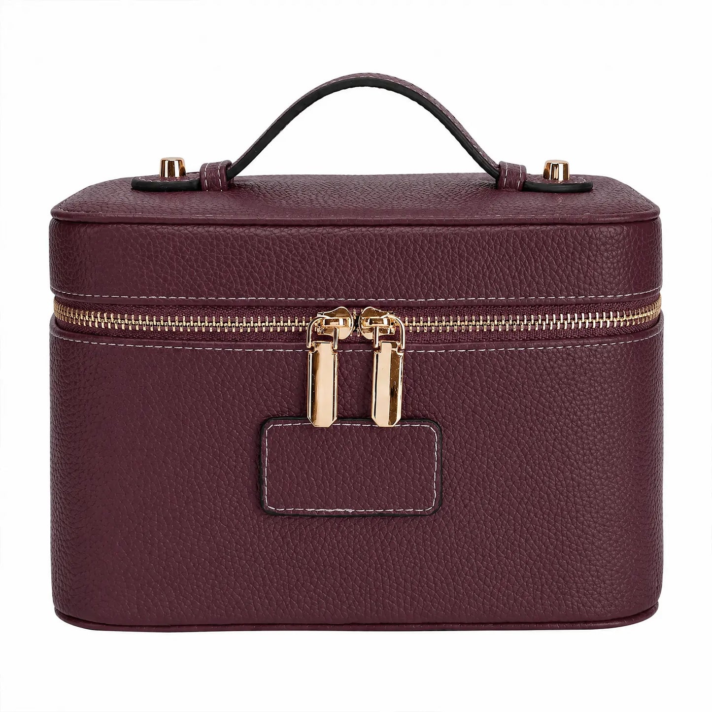 HONITTY Women'S Leather Makeup Case - Large Capacity Waterproof Wipe-Clean Zip Bag with Removable Divider, Portable Travel Toiletry Organizer for Makeup Products, Grab-And-Go Functional Bag