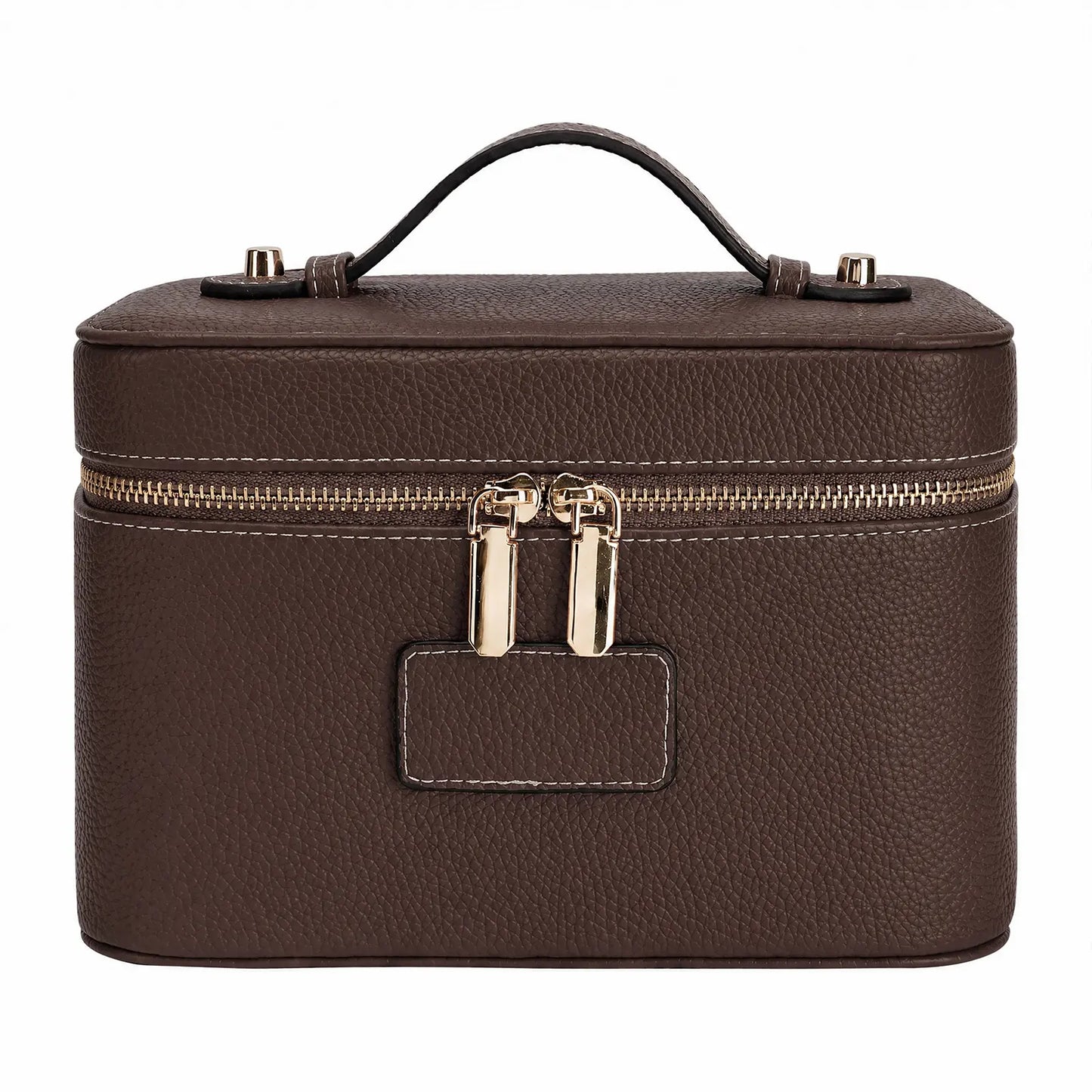 HONITTY Women'S Leather Makeup Case - Large Capacity Waterproof Wipe-Clean Zip Bag with Removable Divider, Portable Travel Toiletry Organizer for Makeup Products, Grab-And-Go Functional Bag