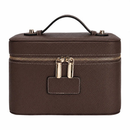 HONITTY Women'S Leather Makeup Case - Large Capacity Waterproof Wipe-Clean Zip Bag with Removable Divider, Portable Travel Toiletry Organizer for Makeup Products, Grab-And-Go Functional Bag