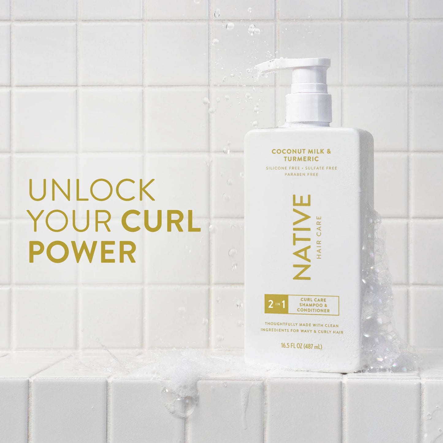 Curl Care 2-In-1 Mens Shampoo and Conditioner Coconut Milk and Turmeric 16.5 Fl Oz