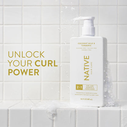 Curl Care 2-In-1 Mens Shampoo and Conditioner Coconut Milk and Turmeric 16.5 Fl Oz
