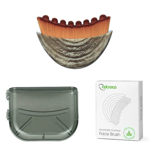 Cotsoco Lymphatic Contour Face Brush for Jawline & Chin Sculpting, Soft Bristles Dry Brushing Massager for Lymphatic Drainage & Facial Fatigue Relief, Ergonomically Designed, Gift for Women, Summervibes
