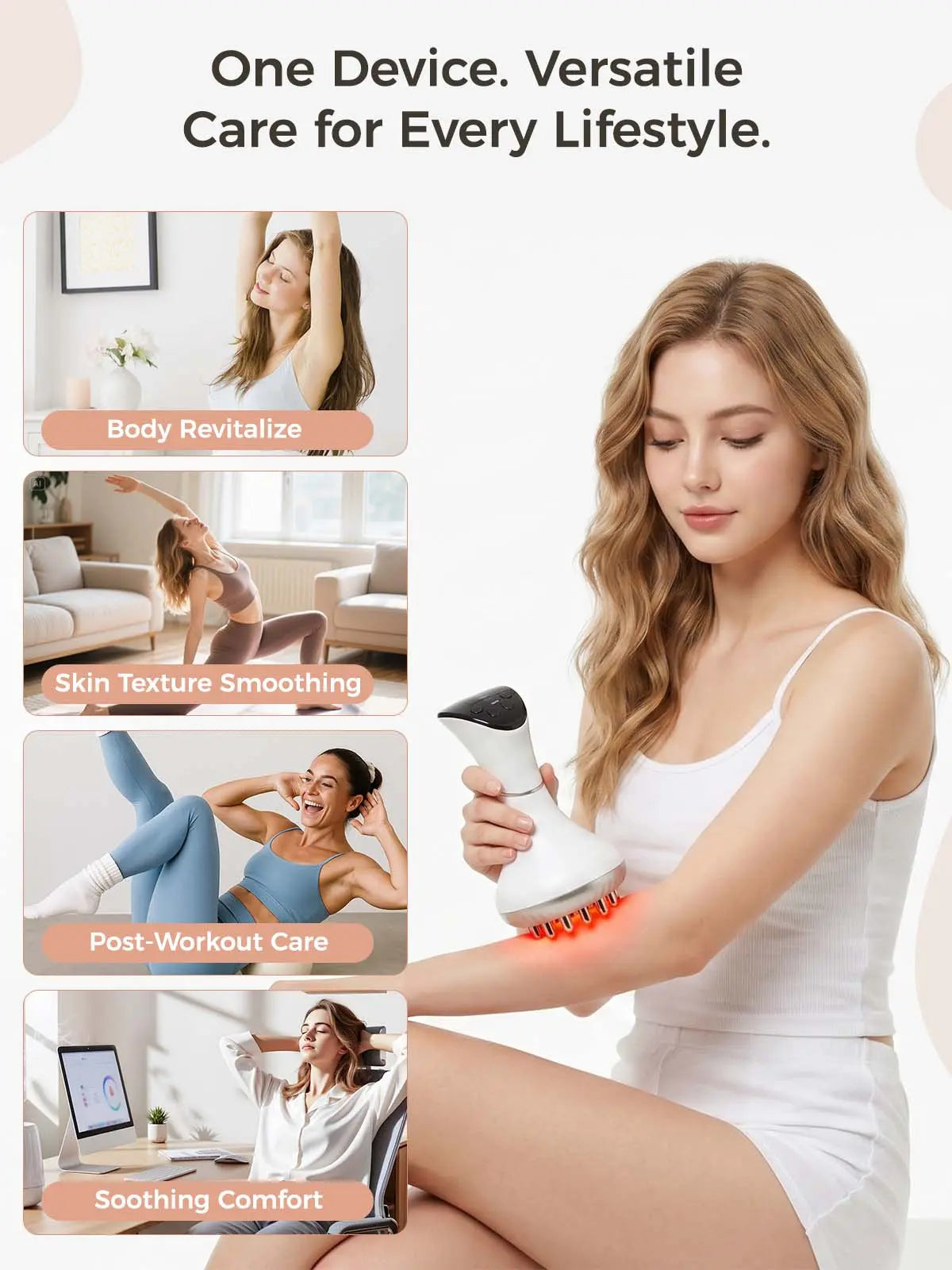 Professional 4-In-1 Body Toning & LED Glow Handle Massager – Advanced Heated Vibration for Smooth Skin & Daily Self-Care Gua Sha – Portable Full-Body Care Device Summerwins Dealsforyoudays