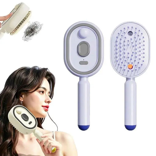 Straightening Hair Comb, Portable 2-In-1 Flat Iron Curler, Wireless & USB Rechargeable Lightweight Hot Brush for Quick Daily Styling