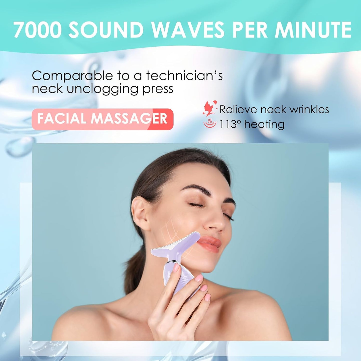 Facial Massager Red-Light-Therapy-For-Face and Neck, Face 𝖲 Culpting Wand with 7 Color (Light Purple)