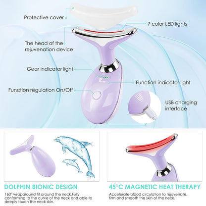 Facial Massager Red-Light-Therapy-For-Face and Neck, Face 𝖲 Culpting Wand with 7 Color (Light Purple)