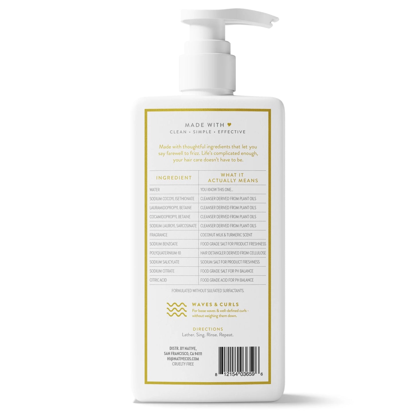 Curl Care 2-In-1 Mens Shampoo and Conditioner Coconut Milk and Turmeric 16.5 Fl Oz