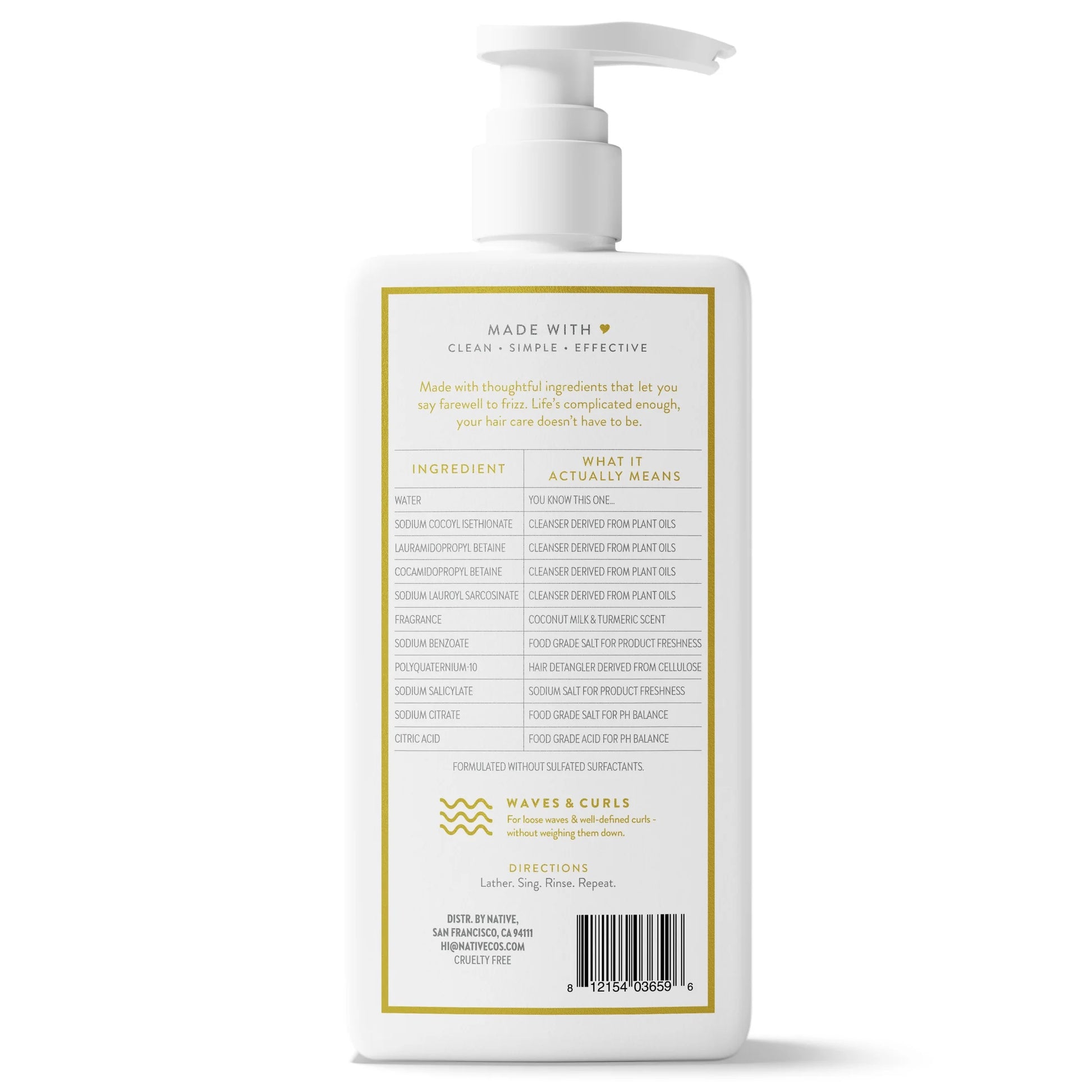 Curl Care 2-In-1 Mens Shampoo and Conditioner Coconut Milk and Turmeric 16.5 Fl Oz