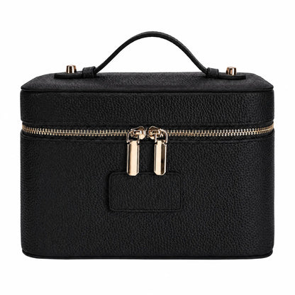HONITTY Women'S Leather Makeup Case - Large Capacity Waterproof Wipe-Clean Zip Bag with Removable Divider, Portable Travel Toiletry Organizer for Makeup Products, Grab-And-Go Functional Bag