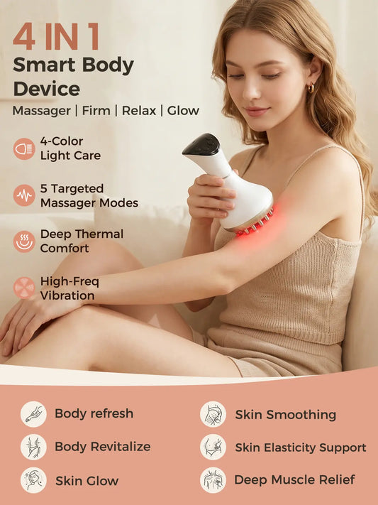 Professional 4-In-1 Body Toning & LED Glow Handle Massager – Advanced Heated Vibration for Smooth Skin & Daily Self-Care Gua Sha – Portable Full-Body Care Device Summerwins Dealsforyoudays