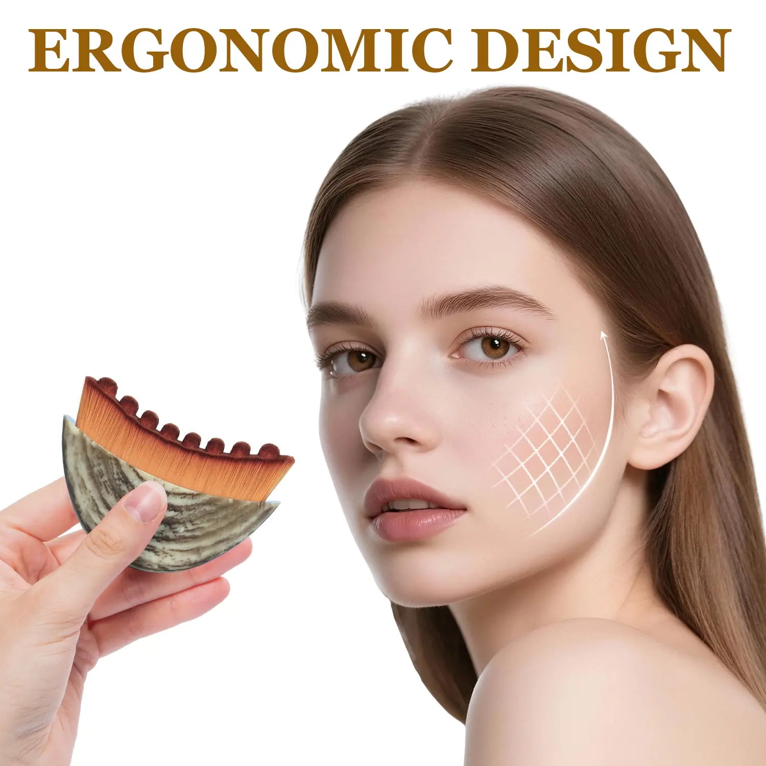 Cotsoco Lymphatic Contour Face Brush for Jawline & Chin Sculpting, Soft Bristles Dry Brushing Massager for Lymphatic Drainage & Facial Fatigue Relief, Ergonomically Designed, Gift for Women, Summervibes