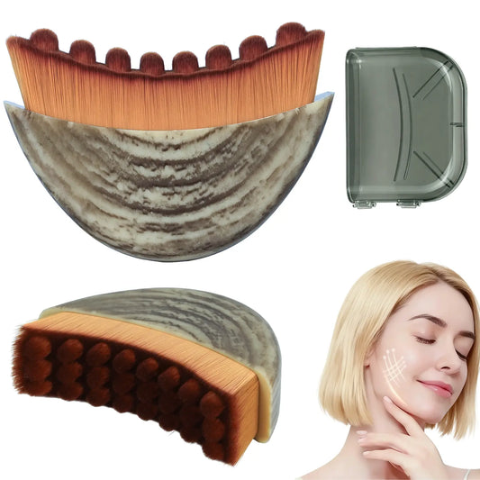 Cotsoco Lymphatic Contour Face Brush for Jawline & Chin Sculpting, Soft Bristles Dry Brushing Massager for Lymphatic Drainage & Facial Fatigue Relief, Ergonomically Designed, Gift for Women, Summervibes
